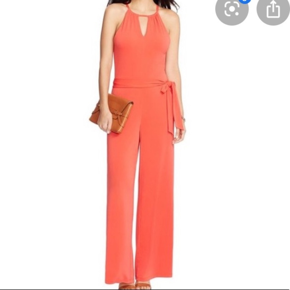 Ralph Lauren RED S Jumpsuit tie waist wide leg